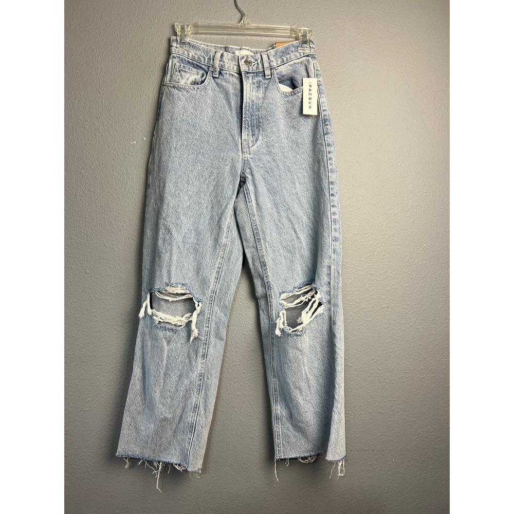 Pacsun Womens Boyfriend Baggy 90s Fit Wide Leg High Rise Jeans 24 Destroyed‎ NWT